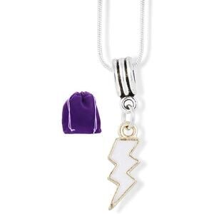 Lightning Bolt White Lightening Charm Snake Chain Necklace